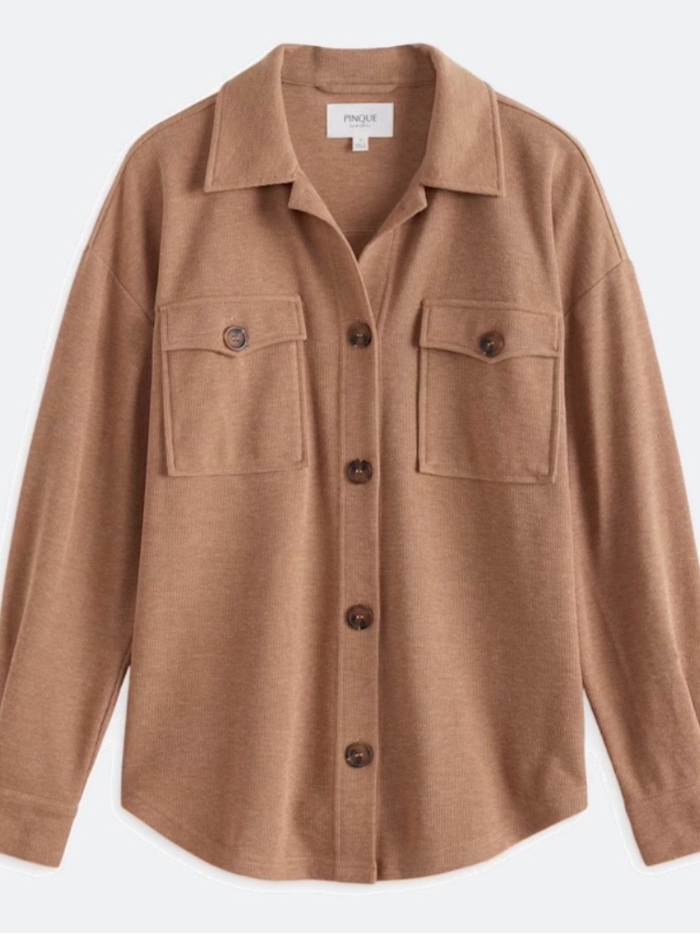 Pinque Leen Camel Button-Front Shacket